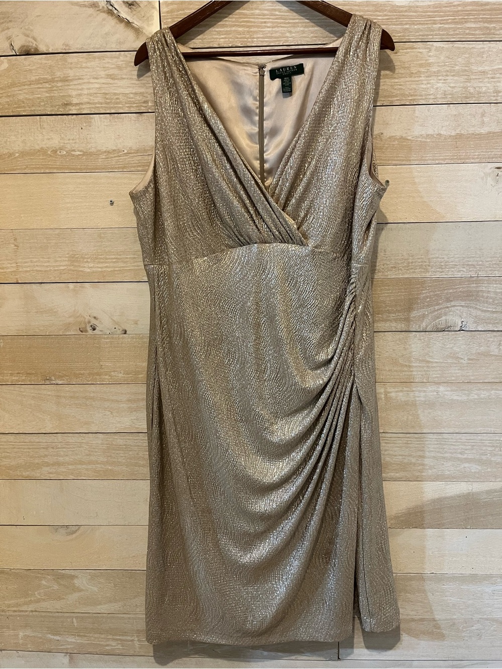 Lauren Ralph Lauren Gold Metallic Sleeveless Midi Dress